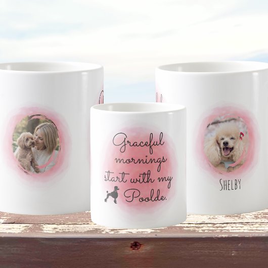 Watercolor Pastel Pink Poodle Custom Photo & Name Kaffeetasse