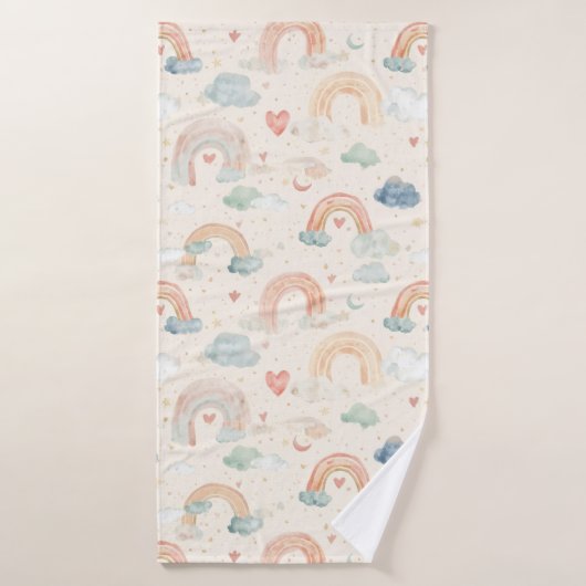 Watercolor Pastel Rainbow Baby Bath Towel Badehandtuch (Badehandtuch)