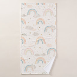Watercolor Pastel Rainbow Baby Hooded Towel Badehandtuch