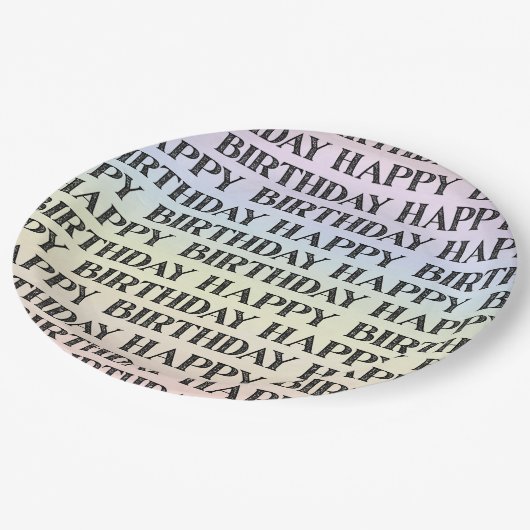 Watercolor Pastel Rainbow Happy Birthday Pappteller (Schrägansicht)