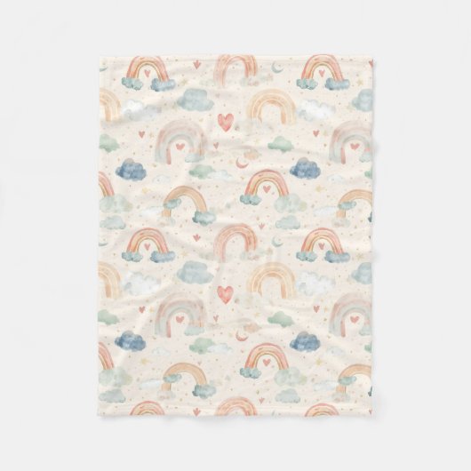 Watercolor Pastel Rainbow Nursery Throw Blanket Fleecedecke (Vorderseite)
