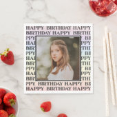 Watercolor Pastel Rainbow Photo Happy Birthday Serviette (Beispiel)