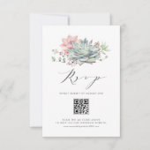 Watercolor Pastel Succulents Bouquet QR Code RSVP Karte (Vorderseite)