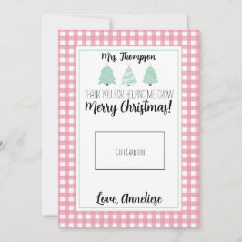 Watercolor Pastel Tree Teacher Weihnachtsgeschenkk Dankeskarte