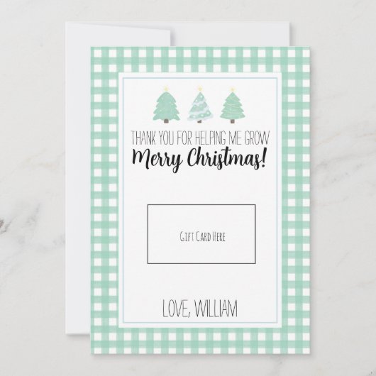 Watercolor Pastel Tree Teacher Weihnachtsgeschenkk Dankeskarte (Vorderseite)