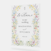 Watercolor Pastel Wildflowers Wedding Welcome Acrylschild (Winkel)