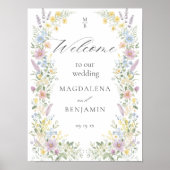 Watercolor Pastel Wildflowers Wedding Welcome Poster (Vorne)