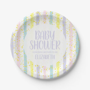 Watercolor-Pastell-Streifen neutrale Babyparty Pappteller