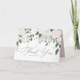 Watercolor-PastellBlumen mit GoldGlitzer-Blätter Dankeskarte