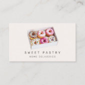 Watercolor pastry bakery donuts delivery Qr Logo Visitenkarte (Vorderseite)