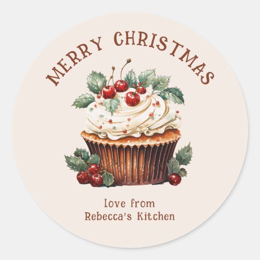 Watercolor Pastry Merry Christmas Small Business Runder Aufkleber (Vorderseite)