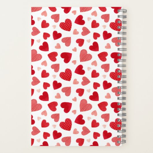 Watercolor Patchwork Red Hearts Pattern Notizblock (Rückseite)