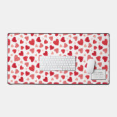 Watercolor Patchwork Red Hearts Pattern Schreibtischunterlage (Tastatur & Maus)