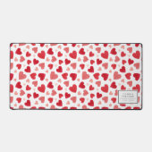 Watercolor Patchwork Red Hearts Pattern Schreibtischunterlage (Vorderseite)