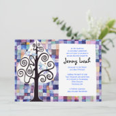 WATERCOLOR PATCHWORK TREE Bat Mitzvah Einladung (Stehend Vorderseite)