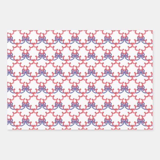 Watercolor Patriotic Bows Geschenkpapier Set (Vorderseite)