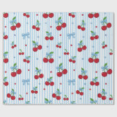 Watercolor Patriotic Cherry Pattern Wrapping Paper Geschenkpapier (Flach)