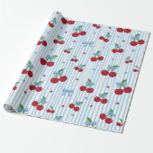 Watercolor Patriotic Cherry Pattern Wrapping Paper Geschenkpapier (Ungerollt)