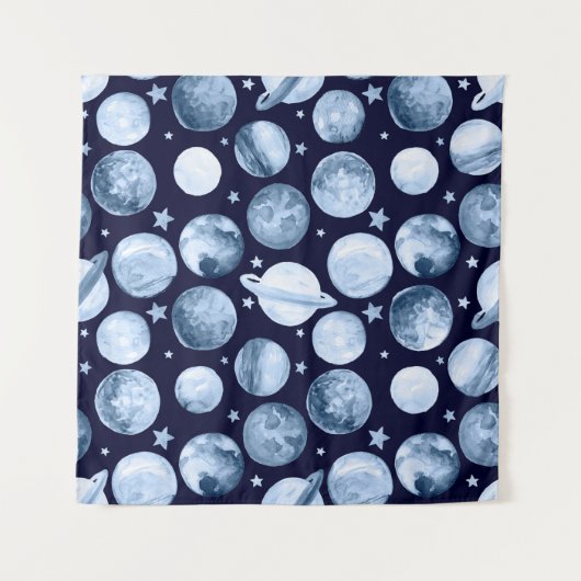 Watercolor pattern illustration of space galaxy wi wandteppich (Vorderseite)