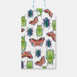 Watercolor pattern of beetles and butterflies geschenkanhänger