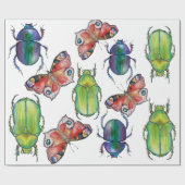 Watercolor pattern of beetles and butterflies geschenkpapier (Flach)