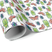Watercolor pattern of beetles and butterflies geschenkpapier (Rolleneckpunkt)