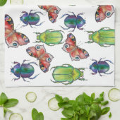 Watercolor pattern of beetles and butterflies geschirrtuch (Gefaltet)