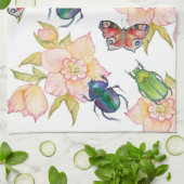 Watercolor pattern of beetles and butterflies geschirrtuch (Gefaltet)