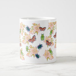 Watercolor pattern of beetles and butterflies Jumbo-Tasse