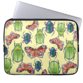 Watercolor pattern of beetles and butterflies Laptopschutzhülle (Vorderseite)