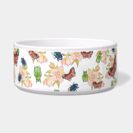 Watercolor pattern of beetles and butterflies napf