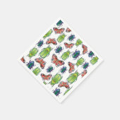 Watercolor pattern of beetles and butterflies serviette (Ecke)