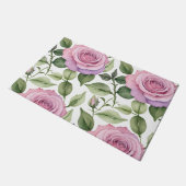 Watercolor Pattern Of Pink And Lavender Roses Fußmatte (Schrägansicht)