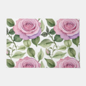 Watercolor Pattern Of Pink And Lavender Roses Fußmatte (Vorderseite)