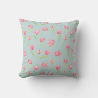 Watercolor Pattern with Delicate Pink Round Pillow Kissen