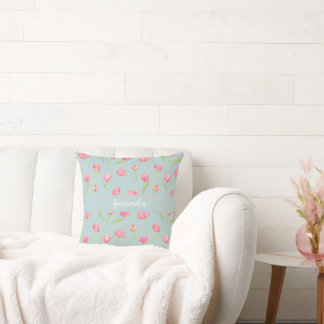 Watercolor Pattern with Delicate Pink Round Pillow Kissen