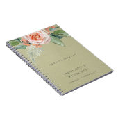 WATERCOLOR PEACH BLUME GREEN FOLIAGE WEDD NOTIZBLOCK (Rechte Seite)
