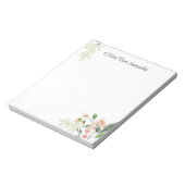 Watercolor Peach Floral Personalized Notizblock (Rotiert)