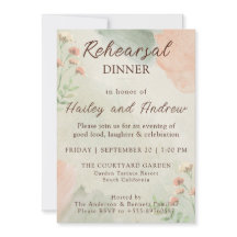 Watercolor Peach & Green Rehearsal Dinner 