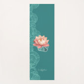 Watercolor Peach Lotus On Teal Personalized Yogamatte (Vorderseite)