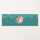 Watercolor Peach Lotus On Teal Personalized Yogamatte (Vorderseite (Horizontal))
