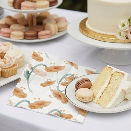 Watercolor Peach & Sage Green Floral Wedding Serviette