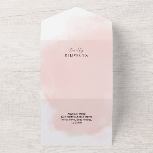 Watercolor Peach Wash Moderne Hochzeit Einladung U (Außenbereich)