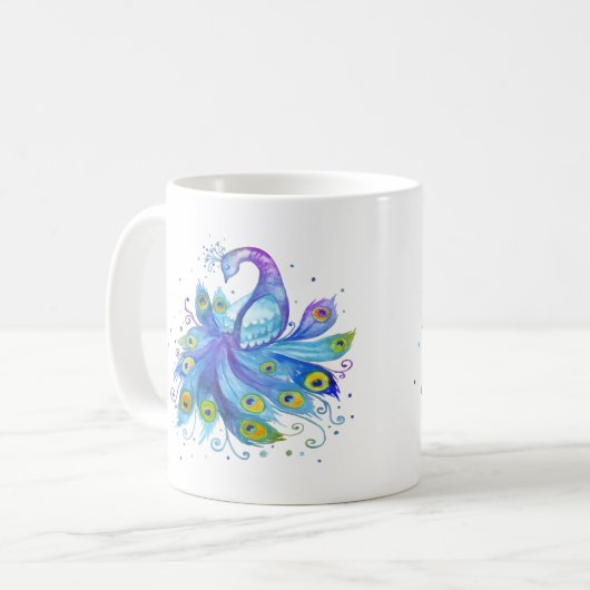 Watercolor peacock kaffeetasse (Vorderseite Links)