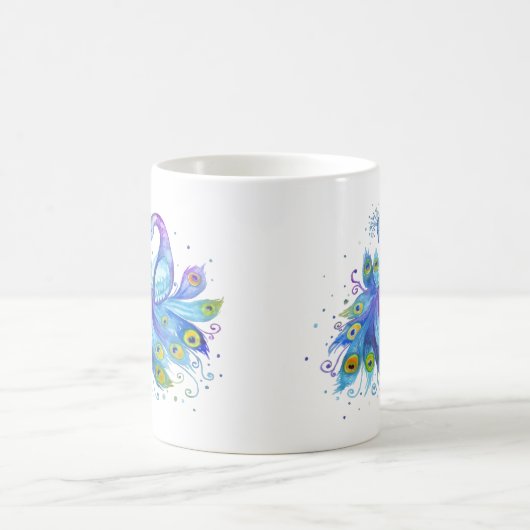 Watercolor peacock kaffeetasse (Mittel)