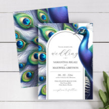 Watercolor Peacock Wedding Invitations