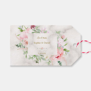 Watercolor Peonies im Charm Spring Rahmen Hochzeit Geschenkanhänger