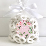 Watercolor Peony Magnolia Pink Wedding Runder Aufkleber<br><div class="desc">Hochzeit mit Aquarellpeony magnolia rosa floralen botanischen Design mit rosa und grüne Farbe.</div>