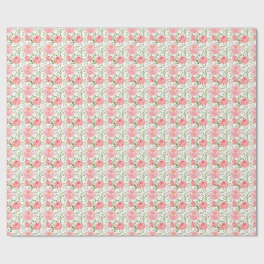 Watercolor Peony Muster Wrapping Paper Geschenkpapier (Flach)