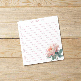 Watercolor Peony To Do List Modern Boho Chic Notizblock